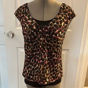St John Couture Caviar Multi Silk Top Zipper Back Size 6